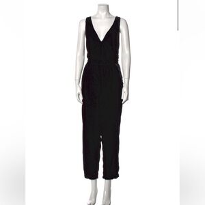 NWT! Ramy Brook black velvet jumpsuit with long tie - sz L